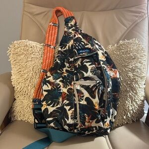 Kavu Unisex Monstera leaf Jungle Print Sling Bag - Black, Orange, Blue
